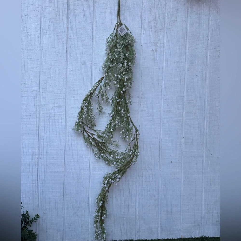 Artificial Baby's Breath Hanging Garland White/Green Flower Stem Spray Bush new